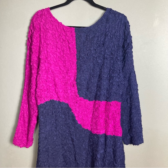NWT Mara Hoffman Freya Popcorn midi Dress long sleeve blue and pink Plus size 3X - Picture 11 of 12